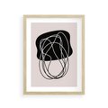 Plakat w ramie 30x40 - Abstrakcyjne Harmonie - abstrakcyjne szkicowane linie, minimalizm - rama drewno