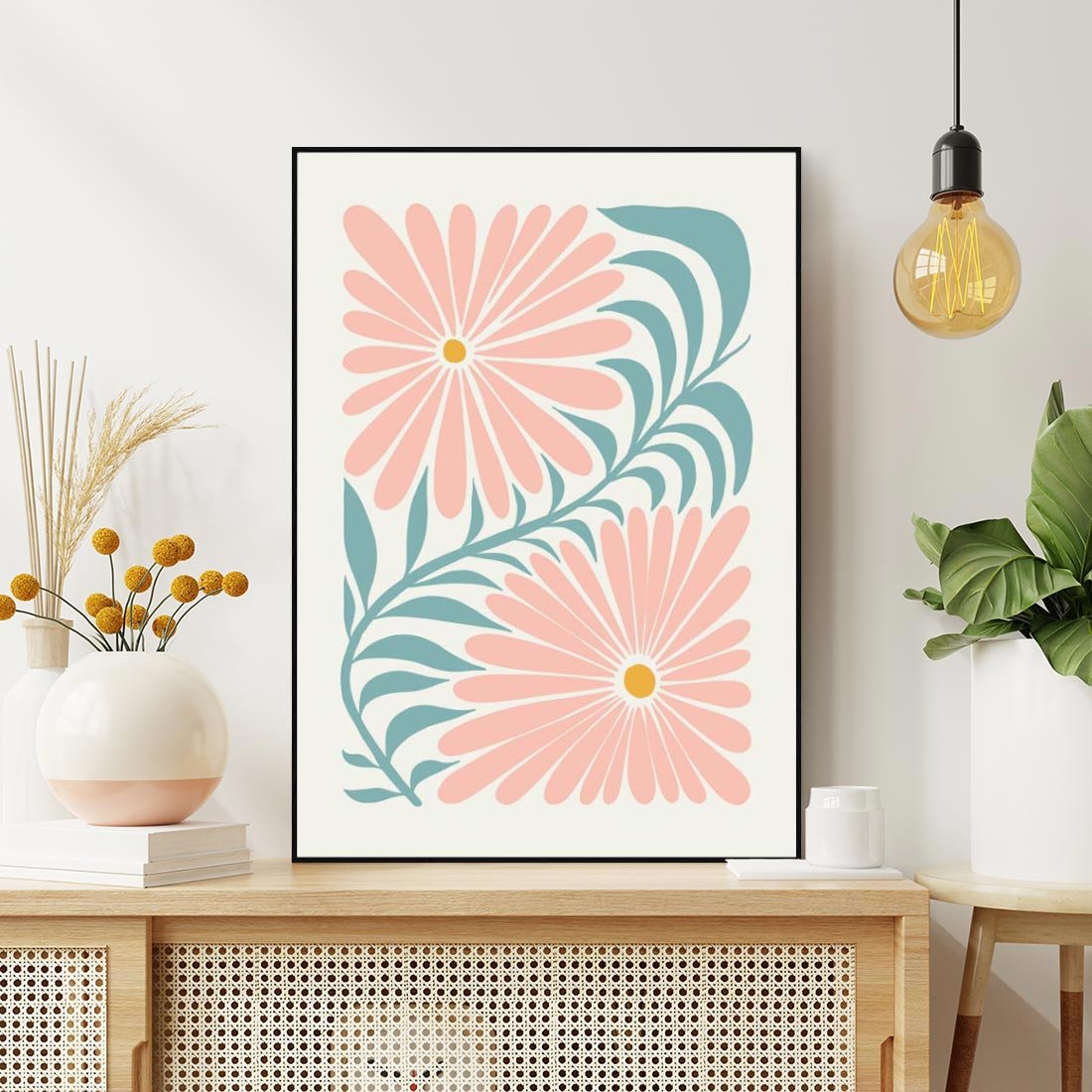 Obraz w ramie 70x100 - Kształtując Marzenia - kwiaty, sztuka nowoczesna - rama czarna