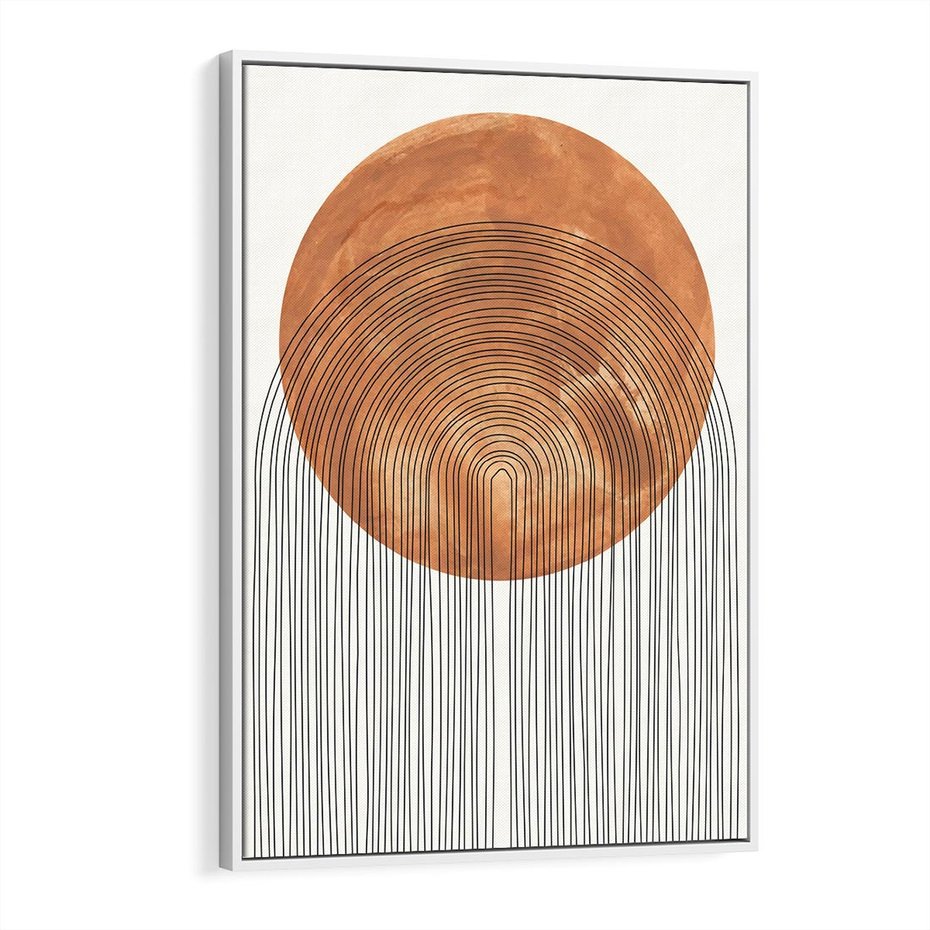 Obraz w ramie 80x120 - Konturem Kształtowane - koło, boho styl - rama biała