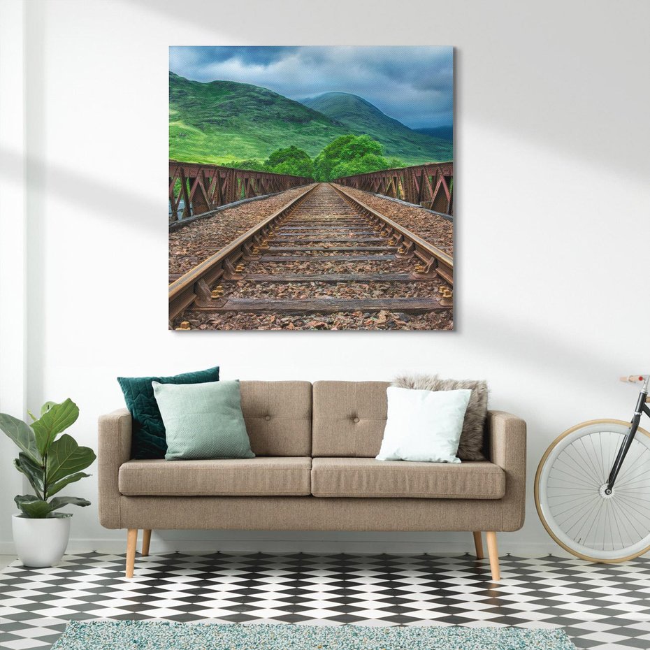 Obraz na płótnie 60x60 - Most Kolejowy - Tropy Podróży w Nocnej Ciszy - most, kolej