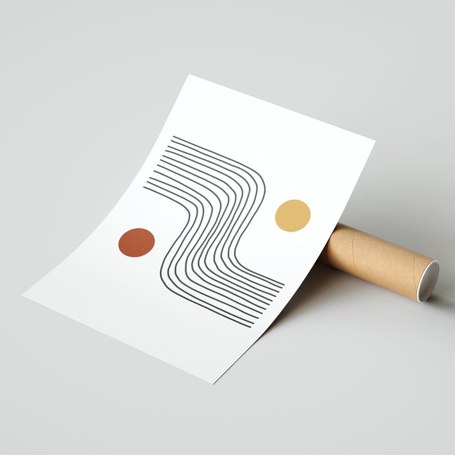 Plakat bez ramy 21x30 - Kontury Harmonii - nieregularne linie, koła