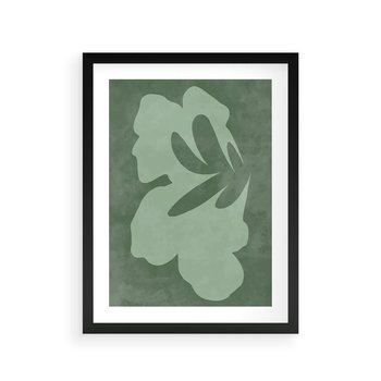 Plakat w ramie 50x70 - Kształty Zieleni - abstrakcyjny kształt, zielony plakat - rama czarna
