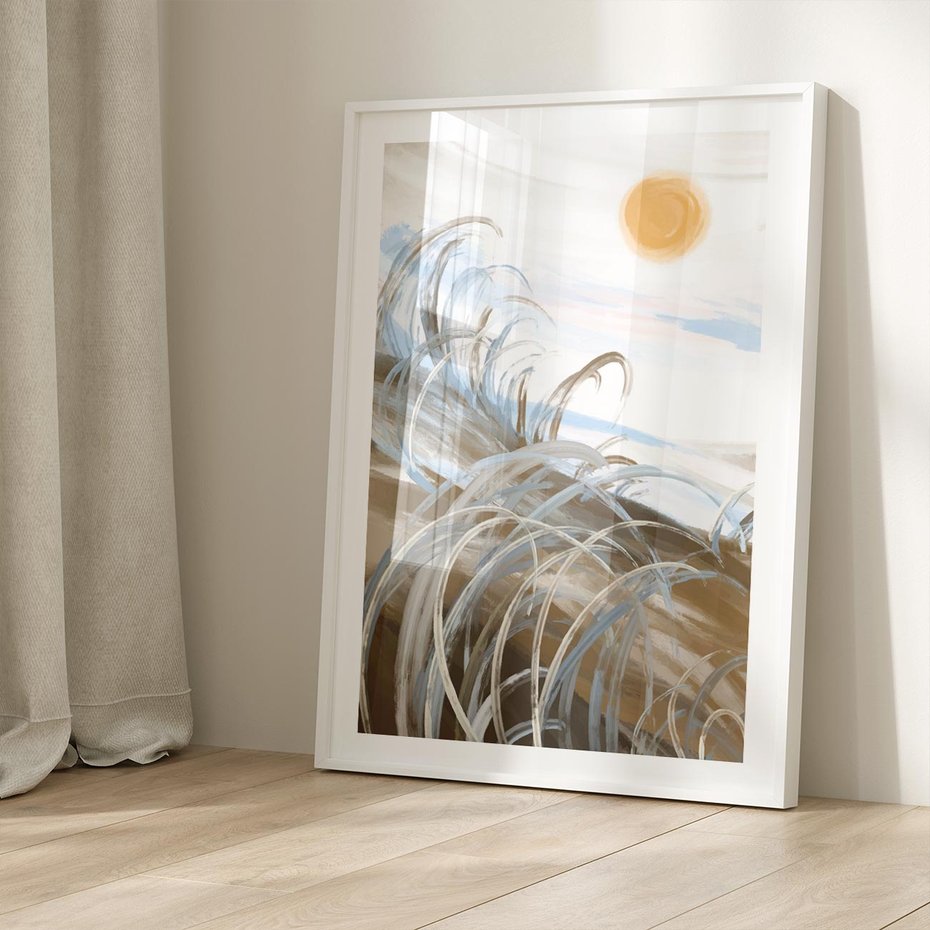 Plakat w ramie 30x40 - Zaklęty Wschód - akwarela, obraz - rama biała