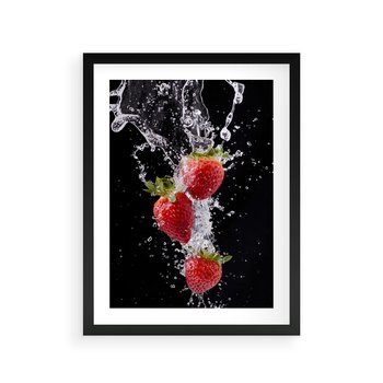 Plakat w ramie 30x40 - Słodki urok truskawek - truskawki, owoce - rama czarna