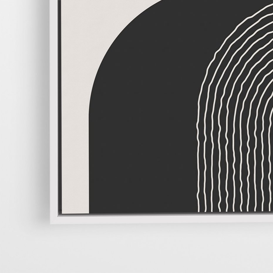 Obraz w ramie 50x70 - Przenikająca Rzeczywistość - abstrakcyjna kompozycja, okręgi i półokręgi - rama biała