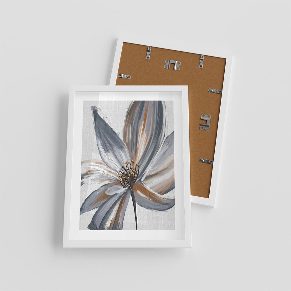 Plakat w ramie 30x40 - Olejne kwiaty - wyraz emocji - kwiaty, malowane - rama biała