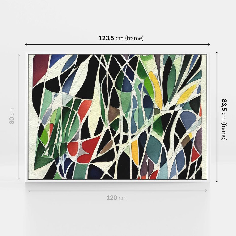 Obraz w ramie 120x80 - Taniec Plam i Kształtów - abstrakcyjny akwarelowy obraz, plamy - rama biała