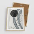 Plakat w ramie 50x70 - Abstrakcyjne Kształty w Szarościach - abstrakcja, akwarelowe plamy - rama drewno