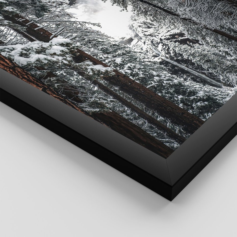 Zestaw obrazy w ramie 50x70 galeria - Zima, w, górach, las, widok - rama czarna