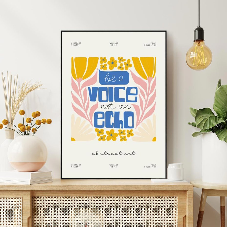 Obraz w ramie 70x100 - Złote Impulsy - typografia, kwiaty - rama czarna