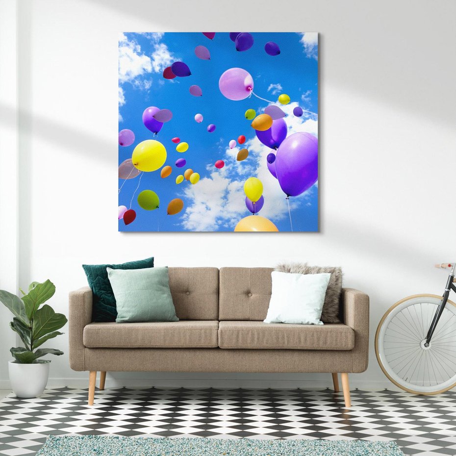 Obraz na płótnie 60x60 - Niebo pełne balonów - niebo, balony