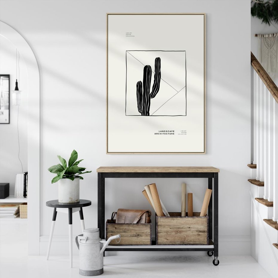 Obraz w ramie 70x100 - Zaklęta roślinna ekspresja - nowoczesna sztuka, minimalistyczny styl - rama drewno