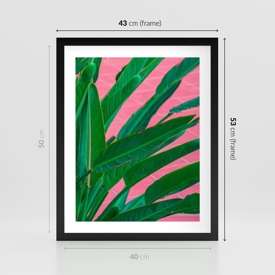 Plakat w ramie 40x50 - Odezwij się do przeszłości - liście, retro - rama czarna