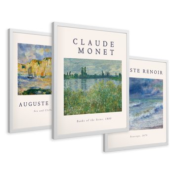 Zestaw obrazy w ramie 50x70 galeria - Impresjonizm, Monet, Renoir - rama biała