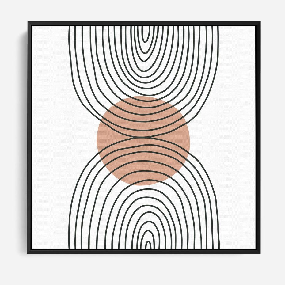 Obraz w ramie 50x50 - Przenikające Widzenia - półkola, koło - rama czarna