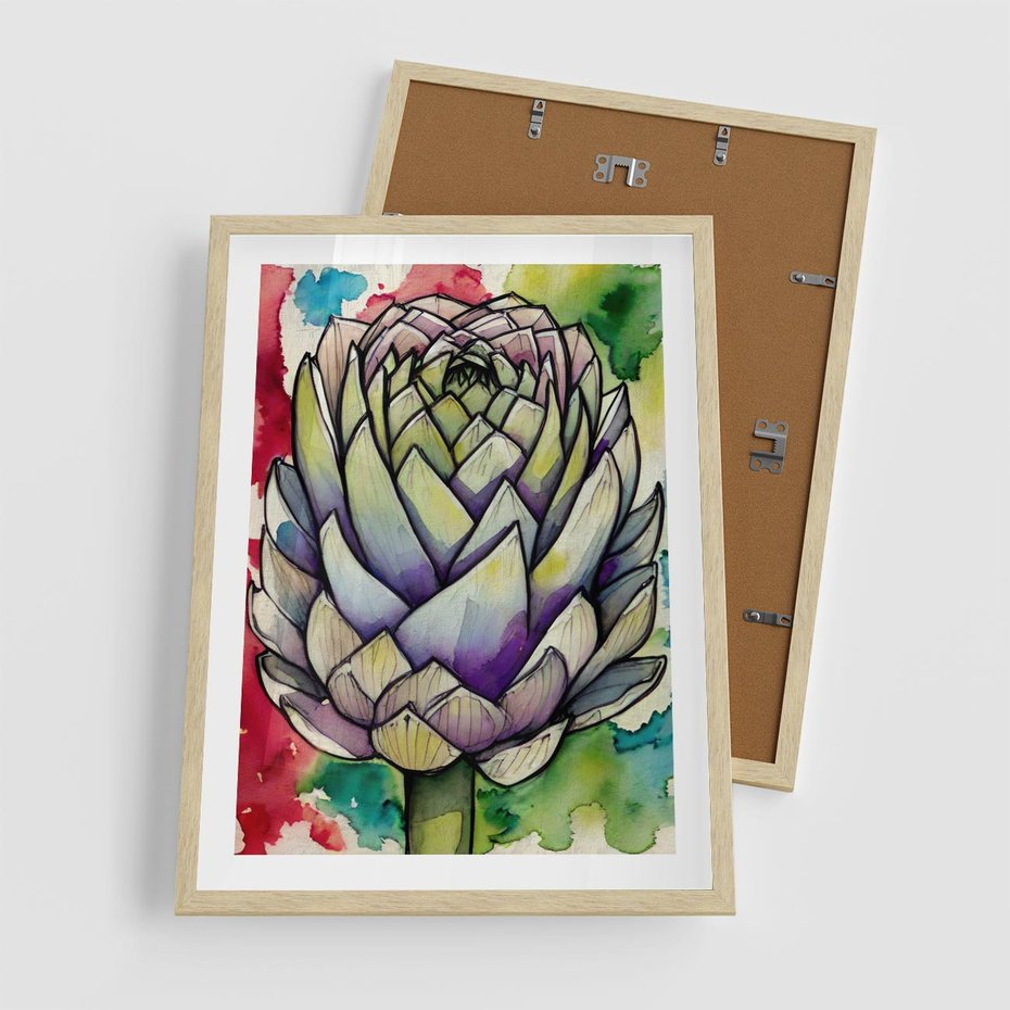 Plakat w ramie 50x70 - Zamknięte w Roślinie - abstrakcja, akwarela - rama drewno