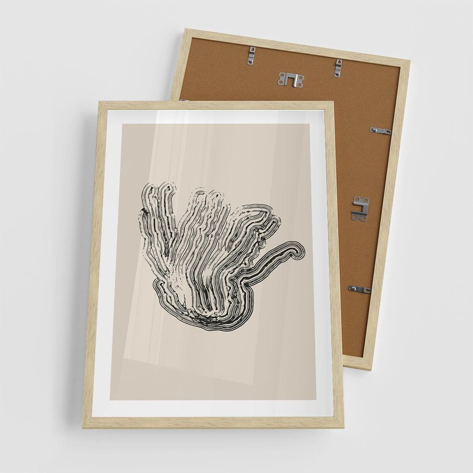 Plakat w ramie 50x70 - Abstrakcyjne Odbicie - abstrakcyjne odbicie, biało czarny - rama drewno