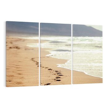 Obraz na płótnie 120x80 - Ślady stóp na plaży - plaża, ślady