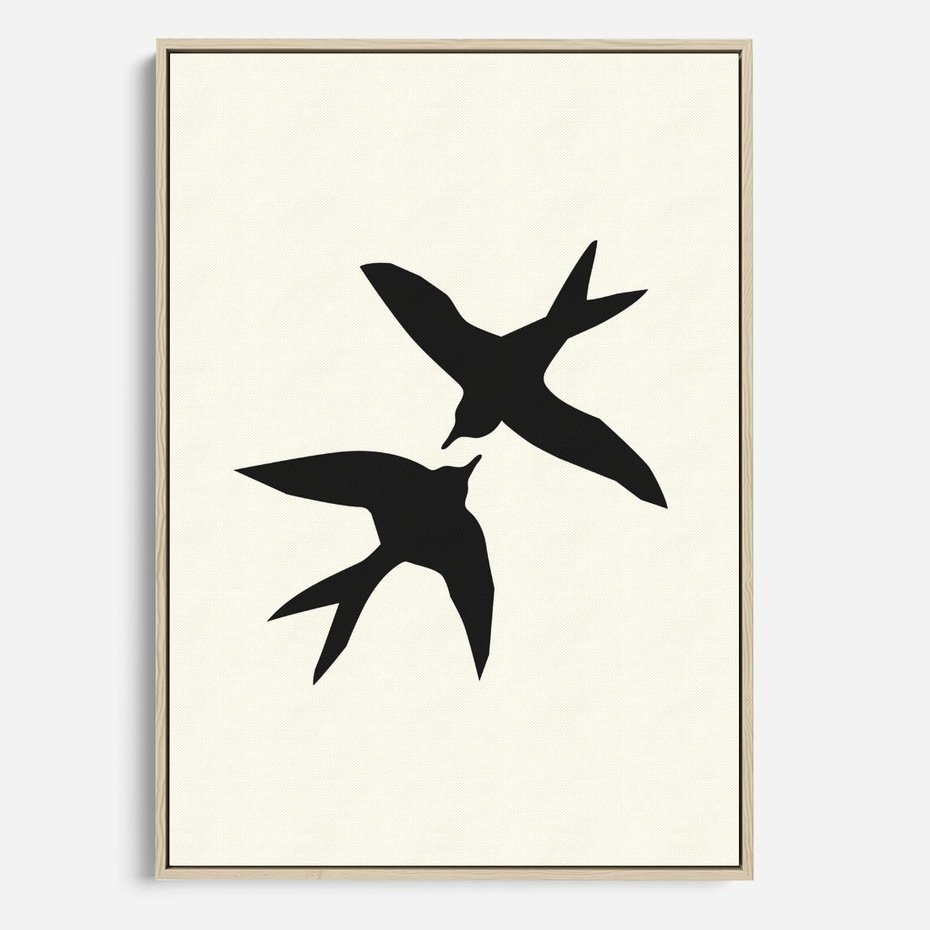 Obraz w ramie 50x70 - Kreatywne Echa - jaskółki, minimalizm - rama drewno