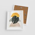 Plakat w ramie 40x50 - Monstera i Boho Elementy - grafika, boho klimat - rama biała
