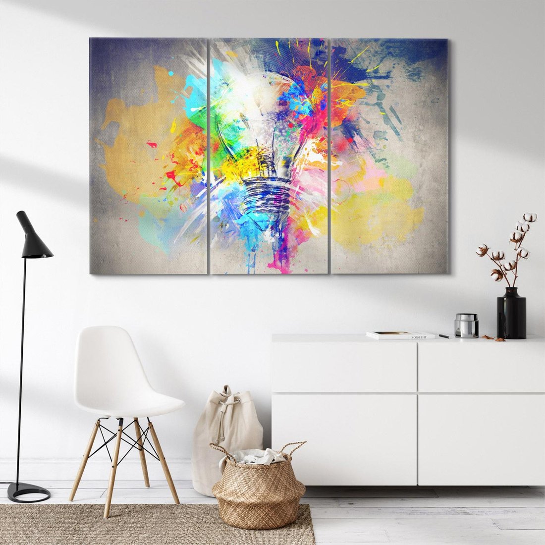 Obraz na płótnie 120x80 - Kolory Kreatywnej Koncepcji - abstrakcyjna grafika, szkic żarówki