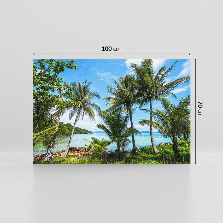 Obraz na płótnie 100x70 - Rajski wypoczynek - palmy, morze