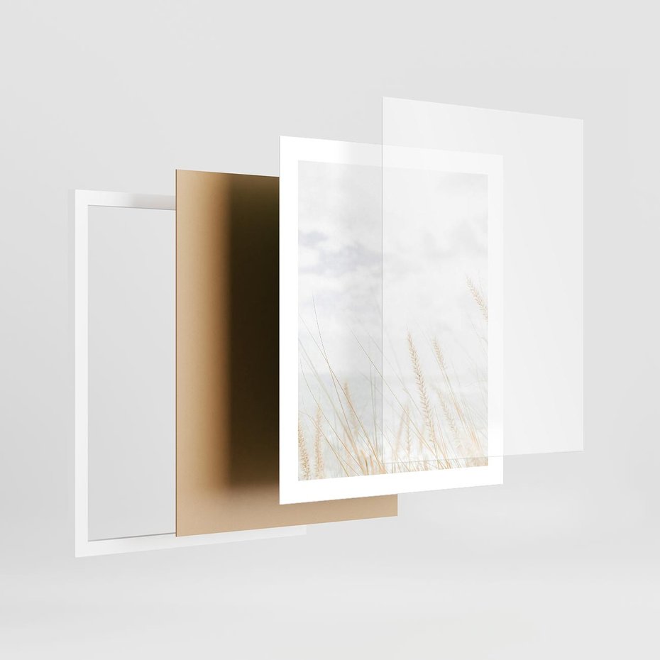 Plakat w ramie 40x50 - Jasna Delikatność: Fotografia Suchych Traw - suche trawy, jasna fotografia - rama biała