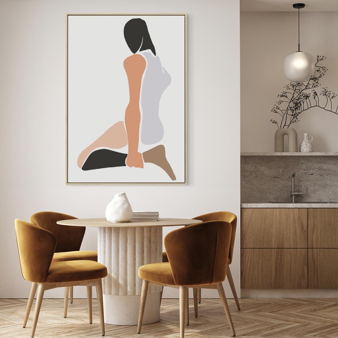 Obraz w ramie 80x120 - Widok Abstrakcyjny - abstrakcyjny obraz, minimalizm - rama drewno