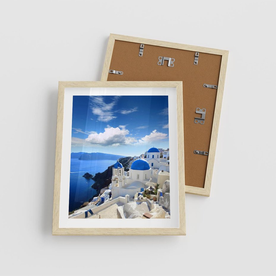 Plakat w ramie 40x50 - Magiczne Widoki - Santorini, perspektywa - rama drewno