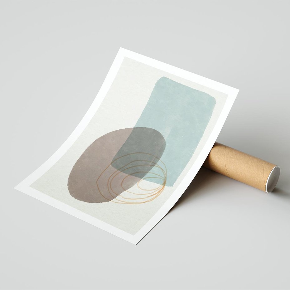 Plakat bez ramy 21x30 - Rozkwitające Formy - geometryczne elementy, stonowane ziemiste kolory