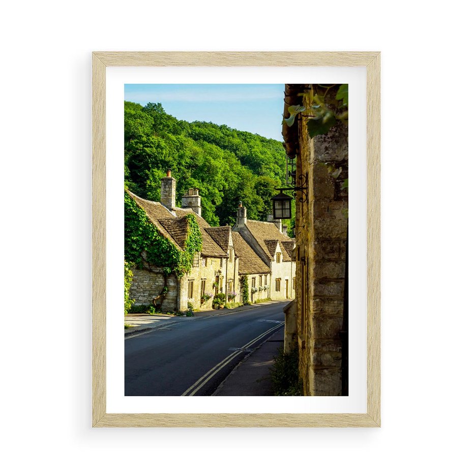 Plakat w ramie 50x70 - Odkryj tajemnice miasta - uliczka, perspektywa - rama drewno