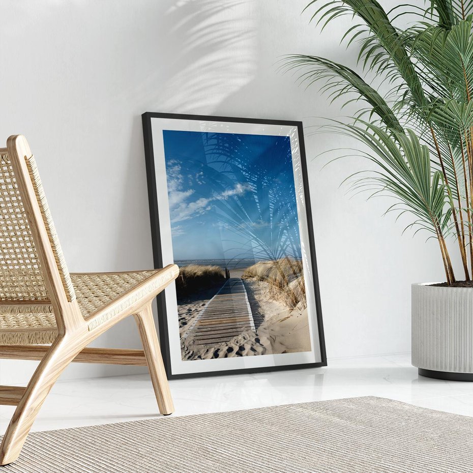 Plakat bez ramy 21x30 - Boho na Plaży - plaża, pomost