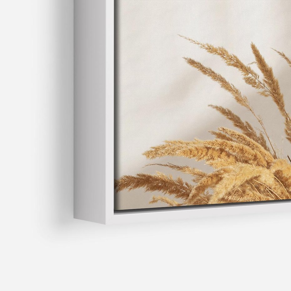 Obraz w ramie 80x80 - mpresyjne układy traw - boho, trawy - rama biała