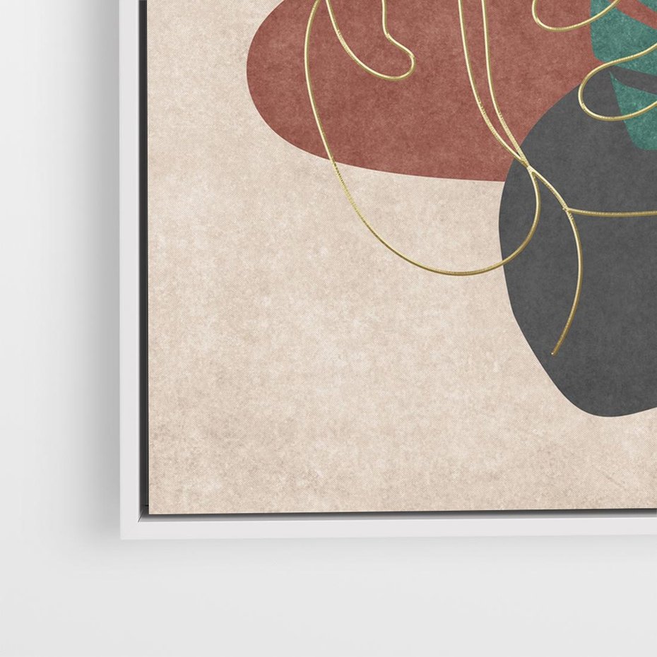 Obraz w ramie 80x80 - Akwarelowa Magia Liści - grafika, styl mid century - rama biała