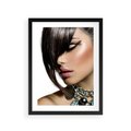 Plakat w ramie 30x40 - Kobieca Fryzura w Ruchu - fryzura, kobieta - rama czarna