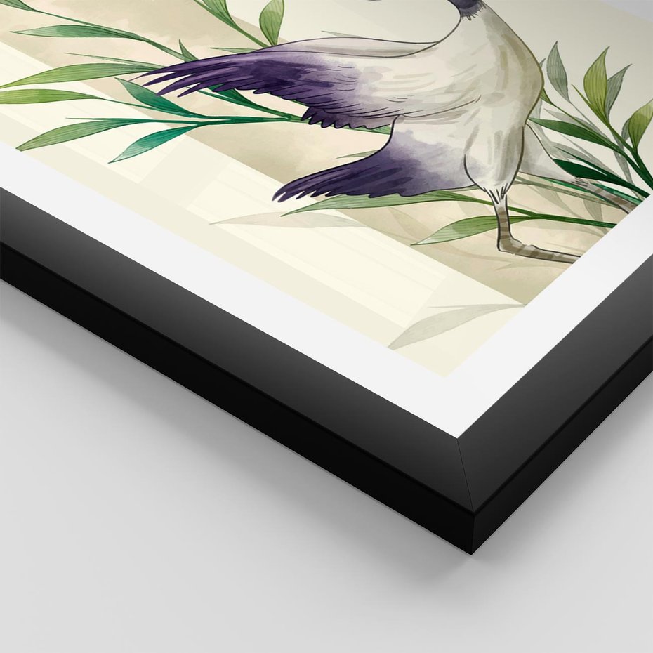 Plakat w ramie 50x70 - Migocące Ptaki - japońska sztuka, ptak - rama czarna