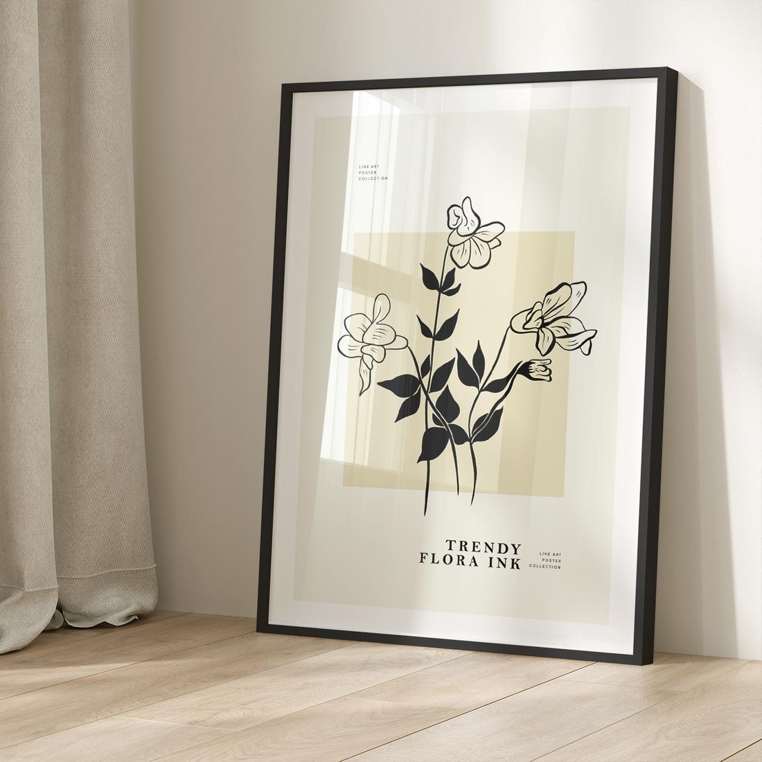 Plakat w ramie 40x50 - Malowane szkicowe tęsknoty - kwiaty, typografia - rama czarna