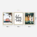 Zestaw obrazy w ramie 50x70 galeria - Pozytywny, cytat, lato, palmy - rama drewno