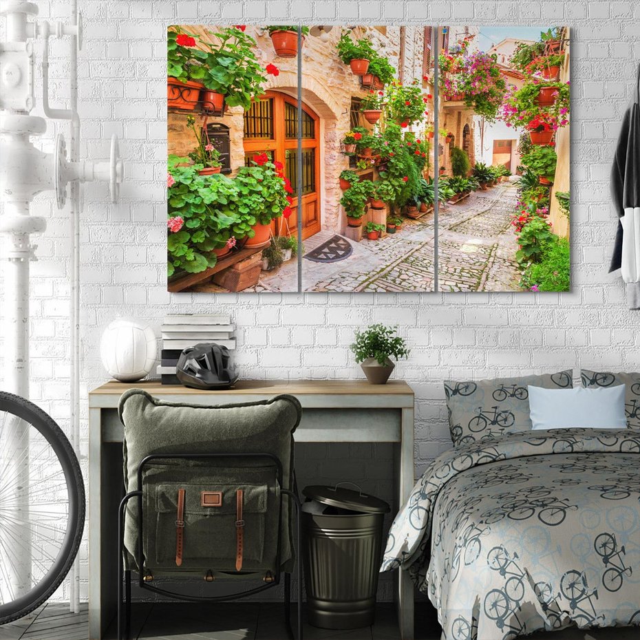 Obraz na płótnie 120x80 - Kolorowa harmonia - uliczka, miasto