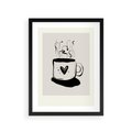 Plakat w ramie 30x40 - Grafika Kubka w Czerni i Bieli - kubek, grafika - rama czarna