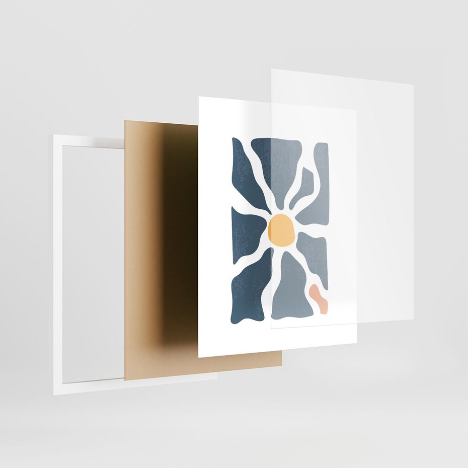 Plakat w ramie 40x50 - Kwiatowy Rezonans - nowoczesna kwiatowa grafika, styl retro - rama biała