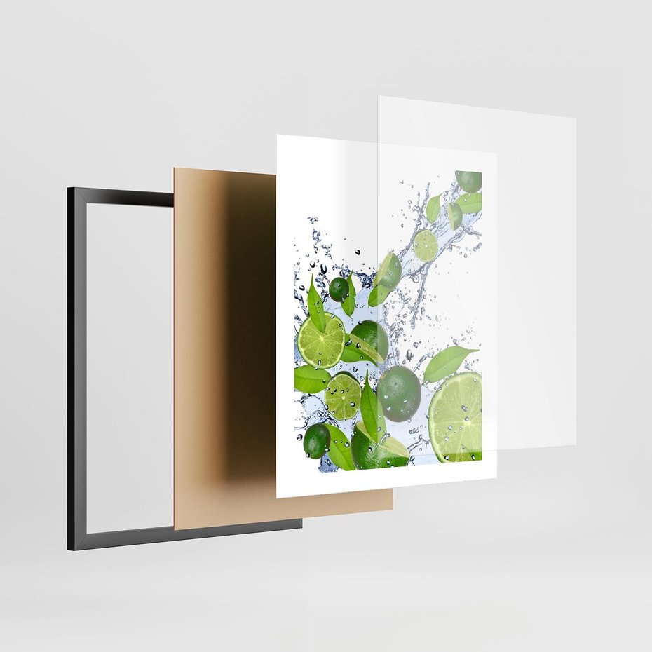 Plakat w ramie 40x50 - Cytrusowa Świeżość - limonki, cytryny - rama czarna