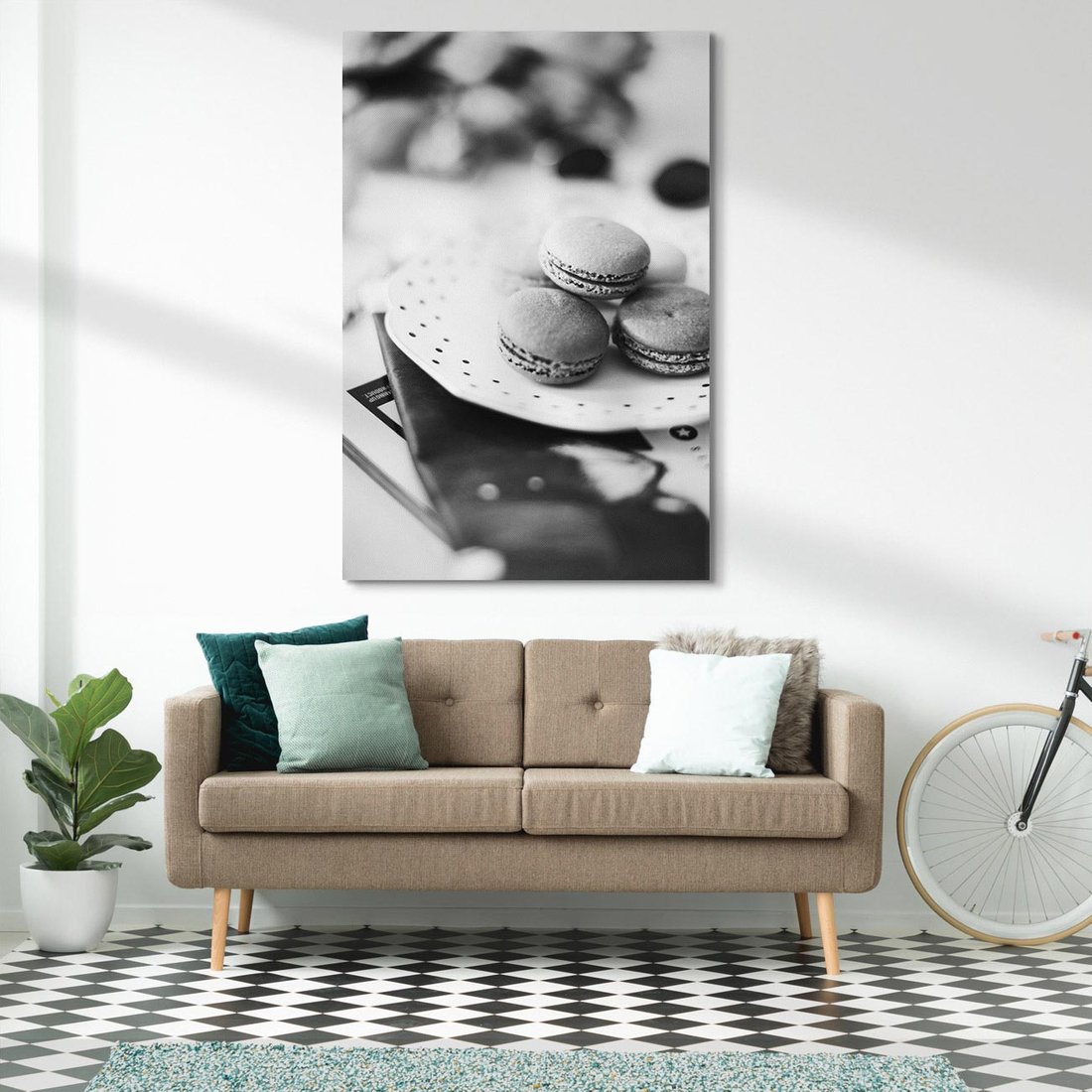 Obraz na płótnie 80x120 - Makaroniki w Szarości - czarno biała fotografia, plakat