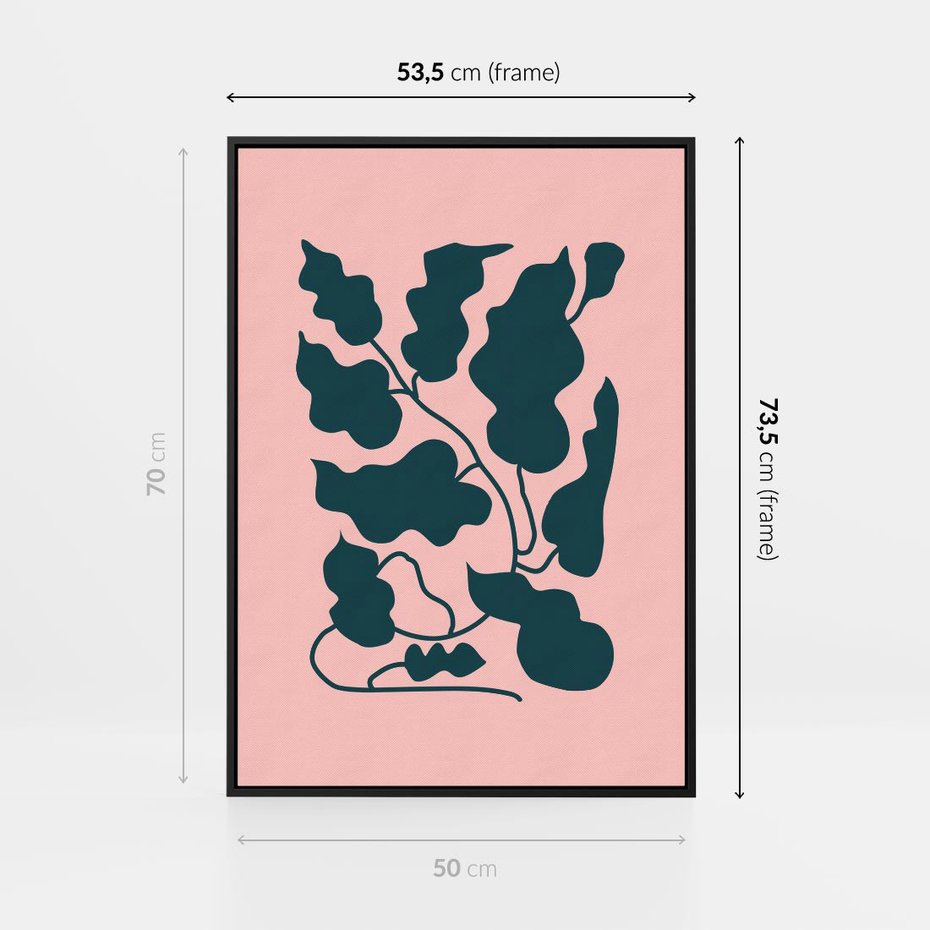 Obraz w ramie 50x70 - Kształty Nieznanego Świata - abstrakcyjne liście, boho styl - rama czarna