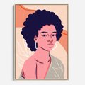 Obraz w ramie 80x120 - Kobiecy Kształt Świata - nowoczesny plakat, styl retro - rama drewno