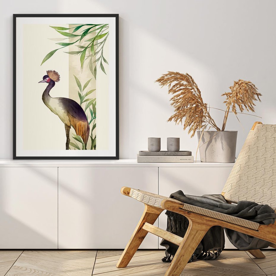 Plakat bez ramy 30x40 - Kwiatowa Ekspresja - japońska sztuka, ptak