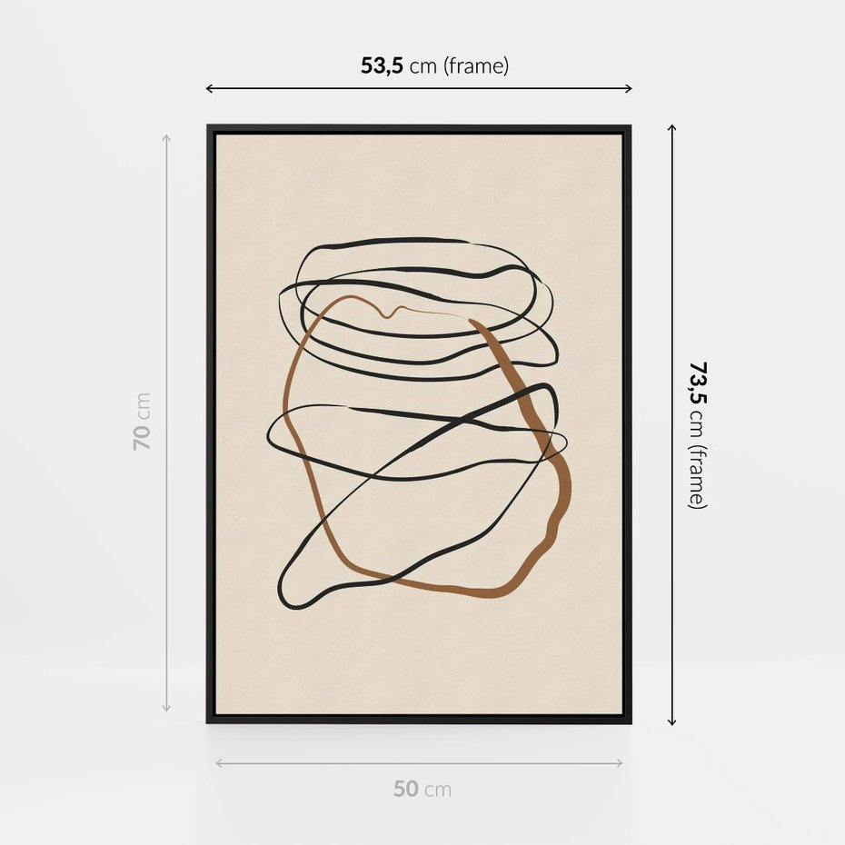 Obraz w ramie 50x70 - Bezczasowe Kontury - abstrakcyjne linie, zaplątane - rama czarna