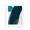 Plakat w ramie 40x50 - Nocne Widzenia - abstrakcyjna granatowa plama, akwarela - rama biała
