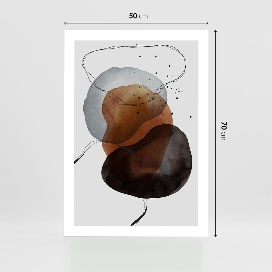 Plakat bez ramy 50x70 - Kolorowe Wizje - abstrakcyjne plamy akwarelowe, czarny szkic