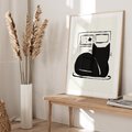 Plakat w ramie 30x40 - Czarny Kot: Prosta Elegancja - grafika, minimalizm - rama drewno